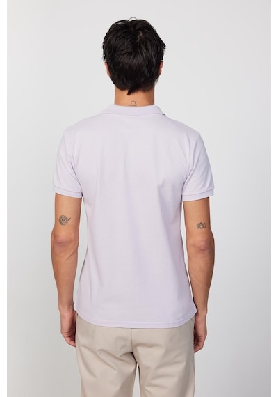 Tudors Erkek Slim Fit Dar Kesim %100 Pamuk Düz Pike Lila Polo Yaka Tişört-30527 Lila