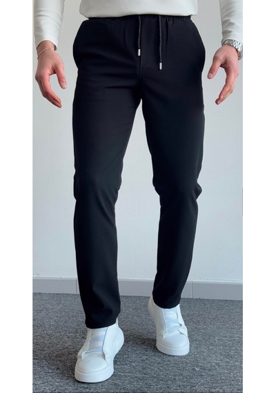 Esnek Rahat Beli Lastikli Jogger Pantolon Siyah