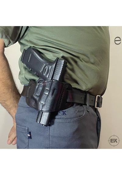 Erolav Kilitsiz Kelebek Universal 9mm Uyumlu Dış Taşıma Deri Kılıf Siyah