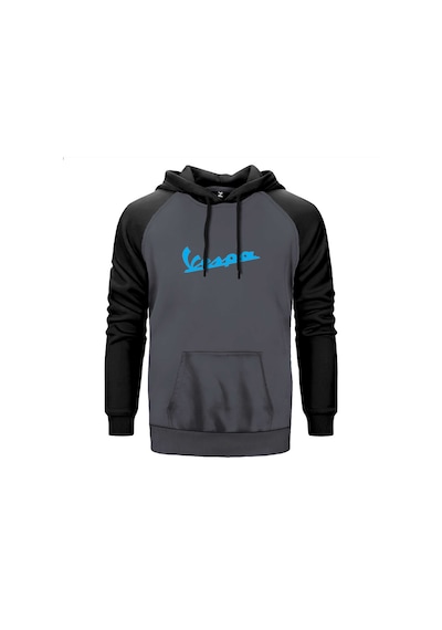 Vespa Text Blue Gri Renk Reglan Kol Sweatshirt Gri