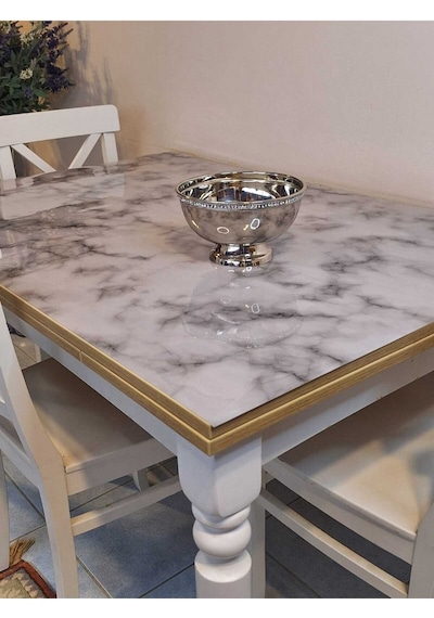 Kalın Pvc Masa Koruyucu 1.2 Mm Mika Örtü, 80 Cm En, Mermer Desen 32pvc-mrm10 Çok Renkli