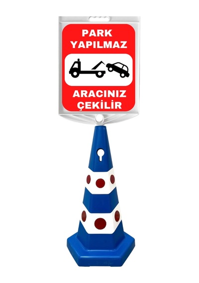Park Yapılmaz Aracınız Çekilir Çift Taraf Baskı Mavi Ultra Kedi Gözlü Ağırlıklı Koni Seti Trafik Dubası