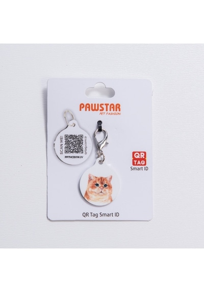 Sarman Kedi Desenli Qr Tag Evcil Hayvan Künyesi İsimlik Pet Tag Köpek Künyesi Kedi Künyesi Qr Kodlu Künye Turuncu