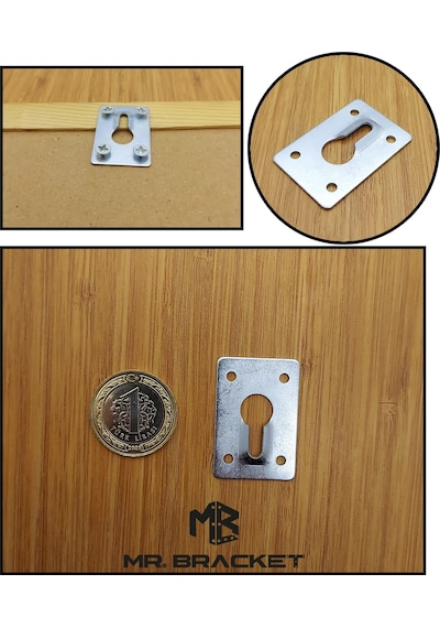 10 Ad. Gizli Çerçeve Askısı Büyük - Metal Tablo Askı Aparatı - Vidalı Fotoğraf Resim Asma Kancası Galveniz