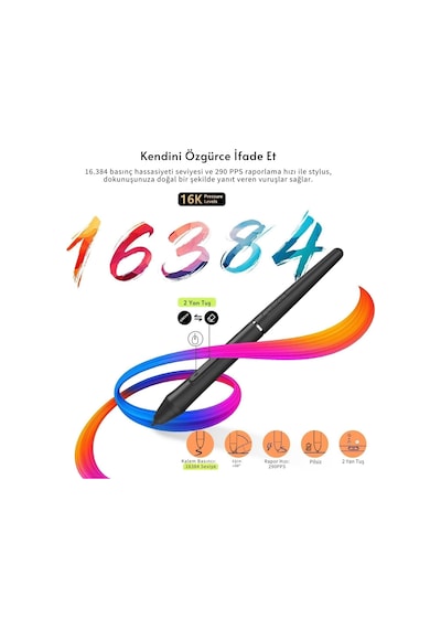 Veikk VK1200V2 16384 Levels 11.6" IPS HD Grafik Tablet + Kalem
