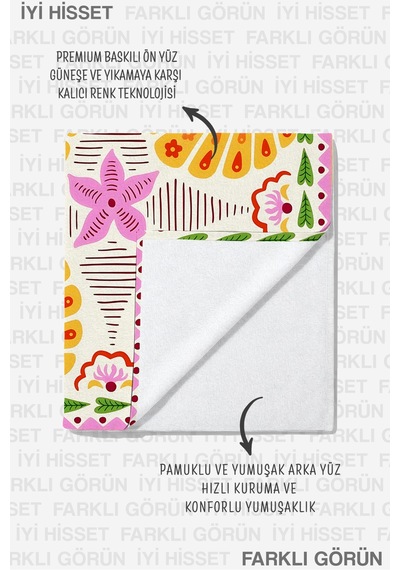 Deniz Kabuğu Yıldız Deniz Temalı Plaj Havlusu - Bohem Tropikal Renkli Hızlı Kuruyan Mikrofiber Havlu Uçuk Şafak