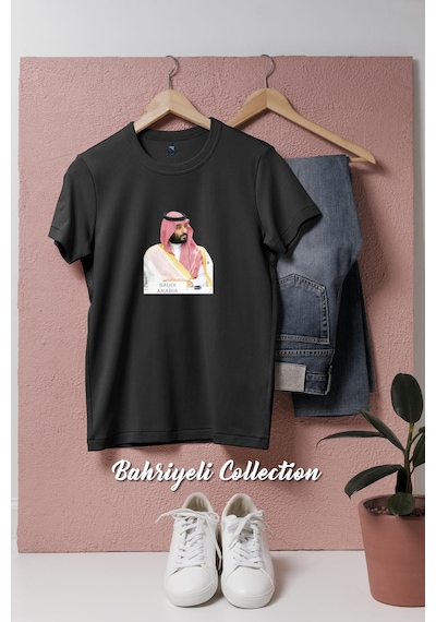 Oversize Mohammed Bin Salman Tasarımlı Unisex T-shirt Siyah