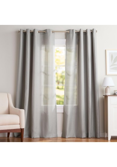 Curtains - Eh8091-03 2-84g Loha Keten Gromet Üst Perde Panel Çifti, 54x84, Güvercin Grisi