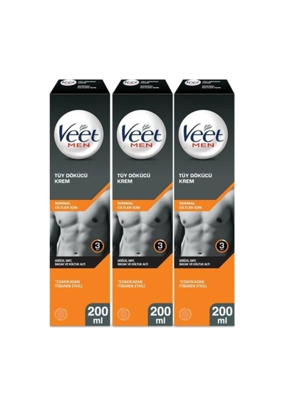 Veet Men Tüy Dökücü Krem Normal Ciltler 200 Ml 3 Adet