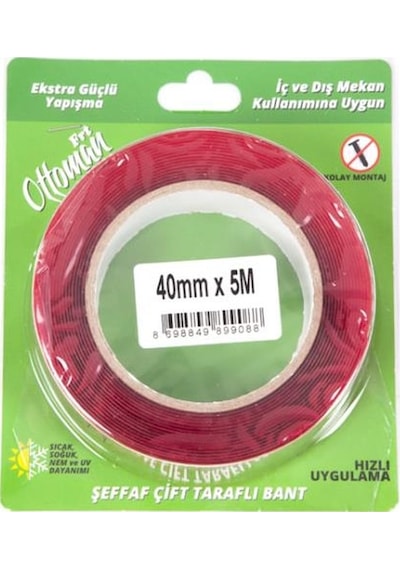 Çift Taraflı Silikon Bant 40 MM x 5 Metre Yüksek