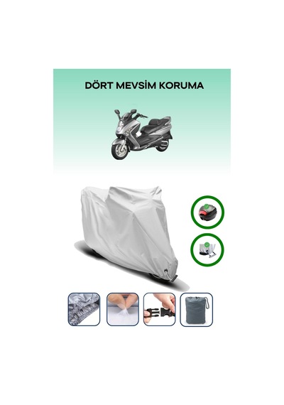 Gri Arka Çanta Ve Kilit Uyumlu Sym Gts 250 Uyumlu Motor Brandası