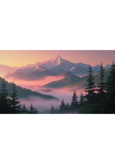 Doğa Ve Manzara Yatay Gün Doğumunda Görkemli Dağ Manzarası 03 Çerçevesiz 90x60cm Pvc Tablo