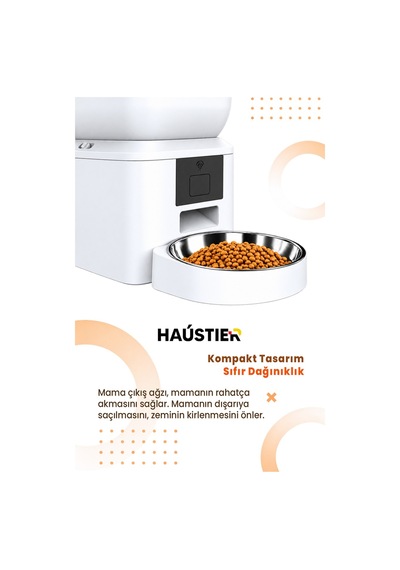 Qq023 Akıllı Kedi Köpek Mama Kabı, Tuya App-wifi Uzaktan Kontrol, 4lt Hazne, Metal Kase