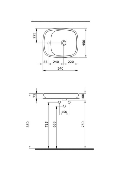 Bocchi Fenice Çanak Lavabo. 54 CM. Parlak Beyaz 1489-001-0126