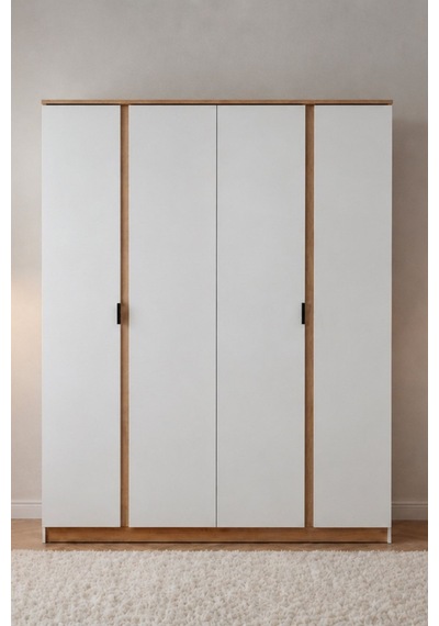 Rudu Asel 4 Kapaklı 120x182x44 Cm Giyisi, Eşya Dolap/gardırop Beyaz Rudu Asel 4 Kapaklı 120x182x44 Cm Giyisi, Eşya Dolap/gardırop Beyaz