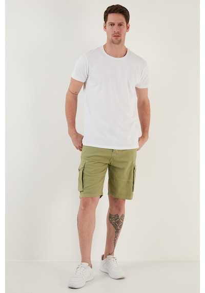Buratti Pamuklu Slim Fit Bisiklet Yaka Erkek T Shirt 541Tactical Beyaz
