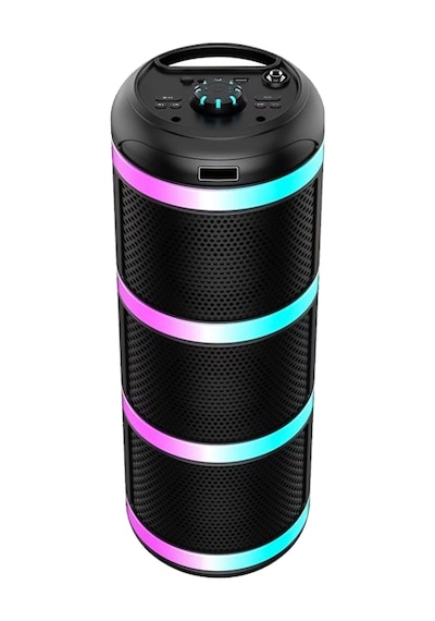 Thentech Partiler İçin Kablosuz Bluetooth 5.0 Bağlantılı Kablosuz Hoparlör Güçlü Kaliteli Ses Uzun Süre Şarj Siyah