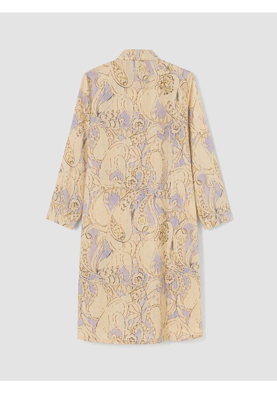 Lcw Modest Ekru Desenli Poplin Kadın Gömlek Tunik