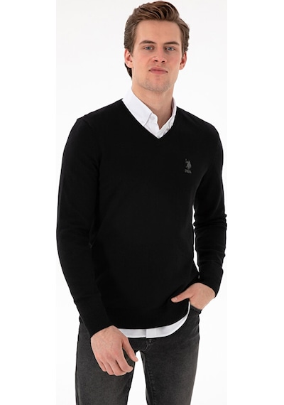 U.S. Polo Assn. Erkek Slim Fit V Yaka Basic Kazak 50288881-vr046 Çok Renkli
