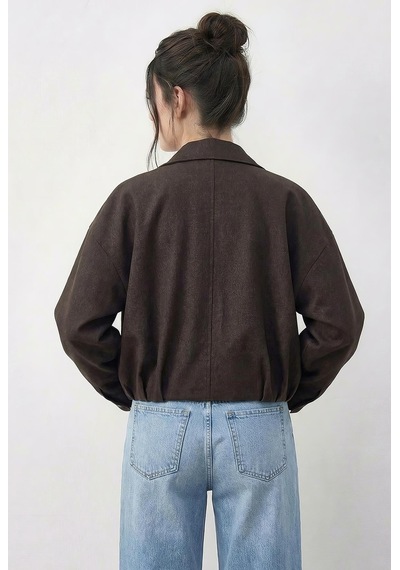 Shade Kadın Oversize Kemer Detaylı Fermuarlı Astarlı Denim Bomber Ceket 2917 60286040 - Kahverengi