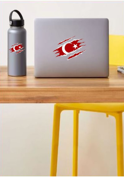 Yırtıklı Türk Bayrağı Sticker - Paçalı Türk Bayrağı Ay Yıldız Sticker - Araba Oto Mtosiklet Karavan Sticker - 00034 30x22 Cm
