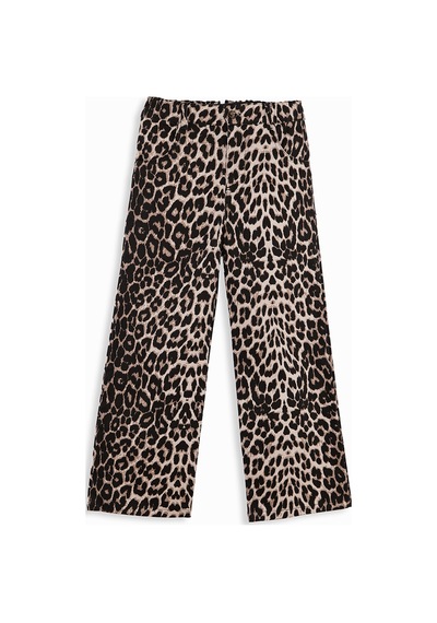 Denokids Leopar Desenli Kız Çocuk Gabardin Pantolon Renkli