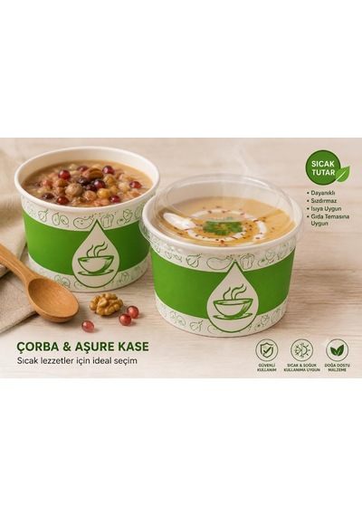 Şeffaf Kapaklı Karton Çorba-aşure Kasesi 16 Oz 25 Adet