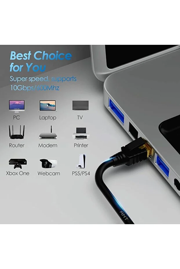 1 Metre 1mt Yeni Nesil Rj45 Kablo Cat7u/ftp Altın Kaplama Korumalı 10gb/sn Ağ Lan Ethernet Kablosu