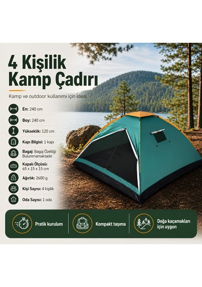 Freecamp Fc-205770-ysl Monodome Plus 4 Kişilik Kamp Çadırı Yeşil