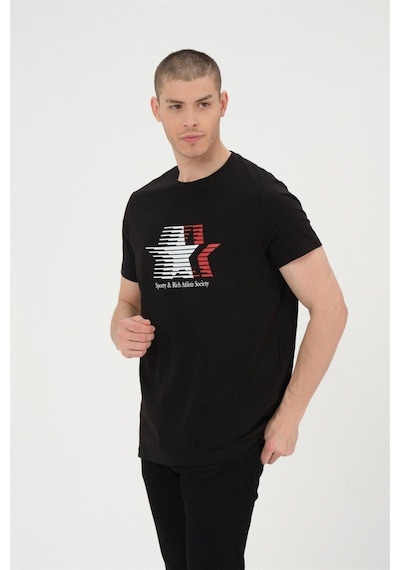 Rich Erkek Basic T-shirt %100 Pamuk Tişört SIYAH