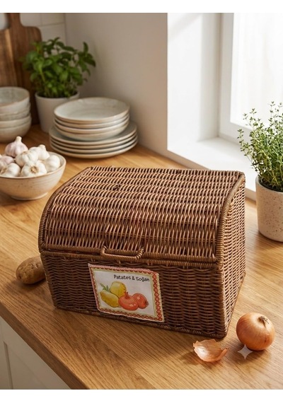 Sentetik Rattan Patates Ve Soğanlık Saklama Kabı Sentetik Rattan, Patates & Soğan İçin Çok Renkli