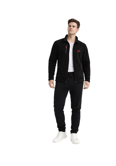 Walke Premium Erkek Tam Cepli Fermuarlı Outdoor Spor Polar Ceket Siyah