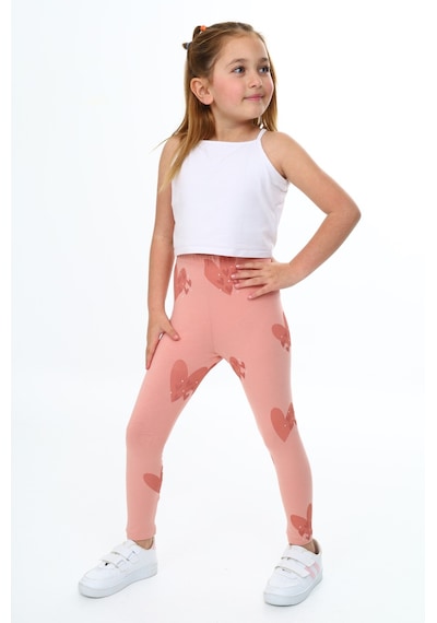 Toontoy Kids Toontoy Kız Çocuk Baskılı Tayt Koyu Pudra