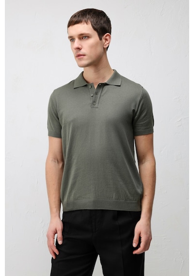 Antioch Comfort Slim Polo Yaka Erkek Triko T-shirt Haki