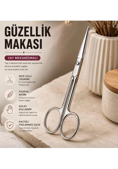 Sevorahome Profesyonel Paslanmaz Çelik Bileyli Kaş Tırnak Eti Manikür Makası