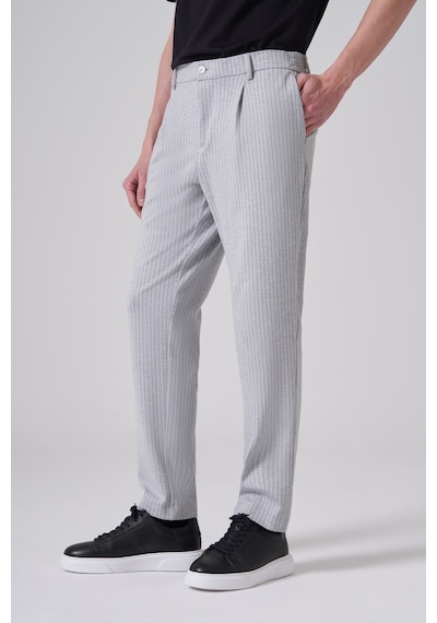 Morven Erkek Gri Trend Çizgili Slim Fit Pantolon 25ms003043100 Gri