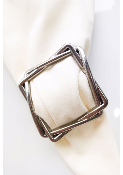 6 Adet Silver Square Metal Peçete Halkası