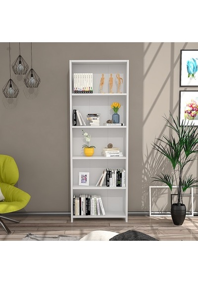 Bmdekor Lilium 5 Raflı Dekoratif Kitaplık Beyaz
