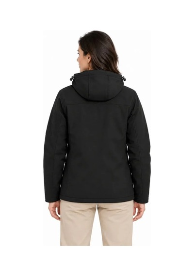 Butik İstanbul Su Geçirmez Softshell İçi Polar Astarlı Çıkarılabilir Kapüşonlu 4 Cepli Mont Ceket - Siyah