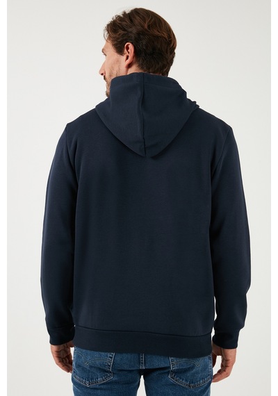 Buratti Regular Fit Kapüşonlu Kanguru Cepli Içi Tüylü Yumuşak Şardonlu Erkek Sweat 5905281 Koyu Lacivert