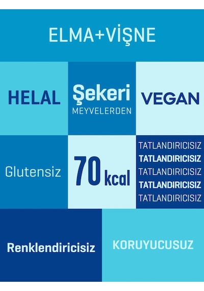 Vişne Meyve Barı 18 Adet Atıştırmalıklar Vegan, Glutensiz, Koruyucusuz 20gr X 18 Adet