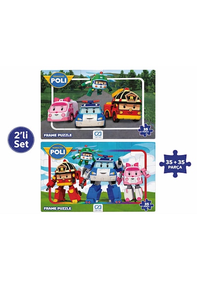 Robocar Poli 2 Li Frame Puzzle Seti 35+35 Parça Çocuk Yapboz
