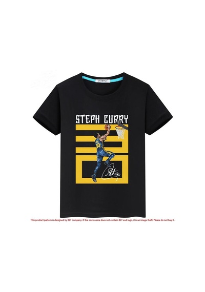 Magors Stil-x Stephen Curry Baskılı %100 Pamuklu Bisiklet Yaka Tshırt Siyah-5