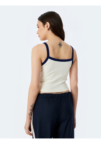 Koton Biyeli İnce Askılı Slim Fit Kolsuz Crop Atlet Ekru 5sal30103ık Ekru