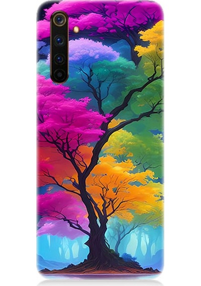 Realme 6 Pro Uyumlu Silikon Kılıf Renkli Hayat Ağacı