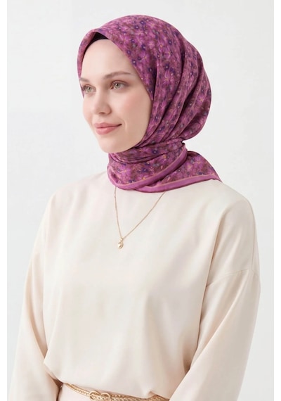 Silk Home Mini Floral Desen Soft Pamuk Eşarp Pembe
