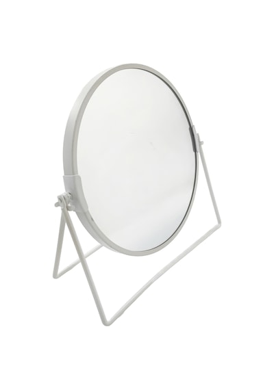 Masa Üstü 15 Cm 2x Büyüteçli Çift Taraflı 360 Dönen Metal Masa Aynası Mt167by Beyaz