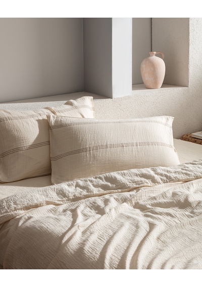 Madame Coco Breville Tek Kişilik Müslin İpliği Boyalı Lastikli Nevresim Takımı - Ekru/haki 8684427207598 Çok Renkli