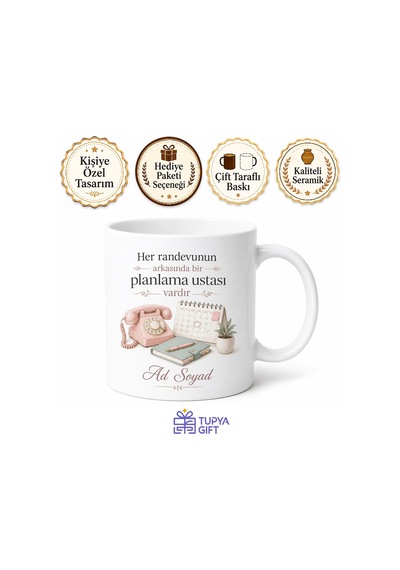 Sekreter Ofis Asistanı Randevu Ayarlayan Kupa Bardak Hediye Beyaz / Çok Renkli