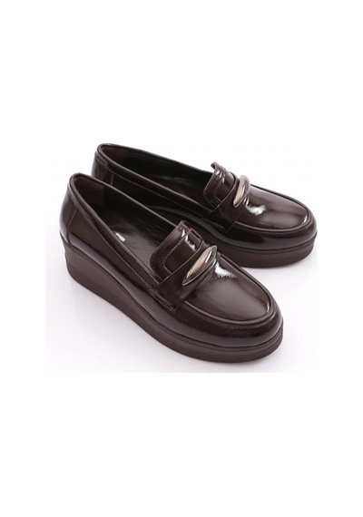 Dgn 618 Kadın Loafer Ayakkabı Kahve Rugan